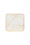 GÜRCÜGLASS White Marble Square Cake Plate 18 Cm 6 Pieces 4