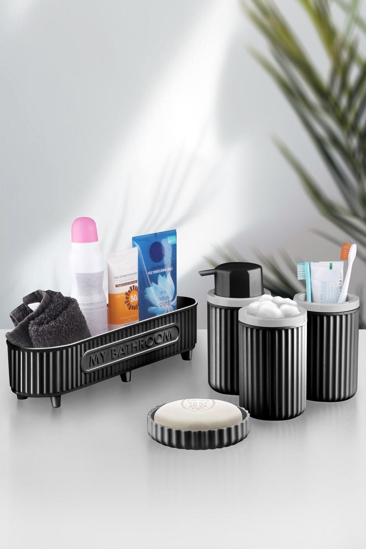 Eminem 5-Piece Luxury Bathroom Set - Decorative Toothbrush Holder Soap Dispenser Brush Set 2