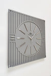 aSSe Tasarım Special Luxury Square Line Pattern Mirror Plexiglass Decorative Anthracite & Silver Wall Clock 50x50cm 1