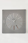 aSSe Tasarım Special Luxury Square Line Pattern Mirror Plexiglass Decorative Anthracite & Silver Wall Clock 50x50cm 2