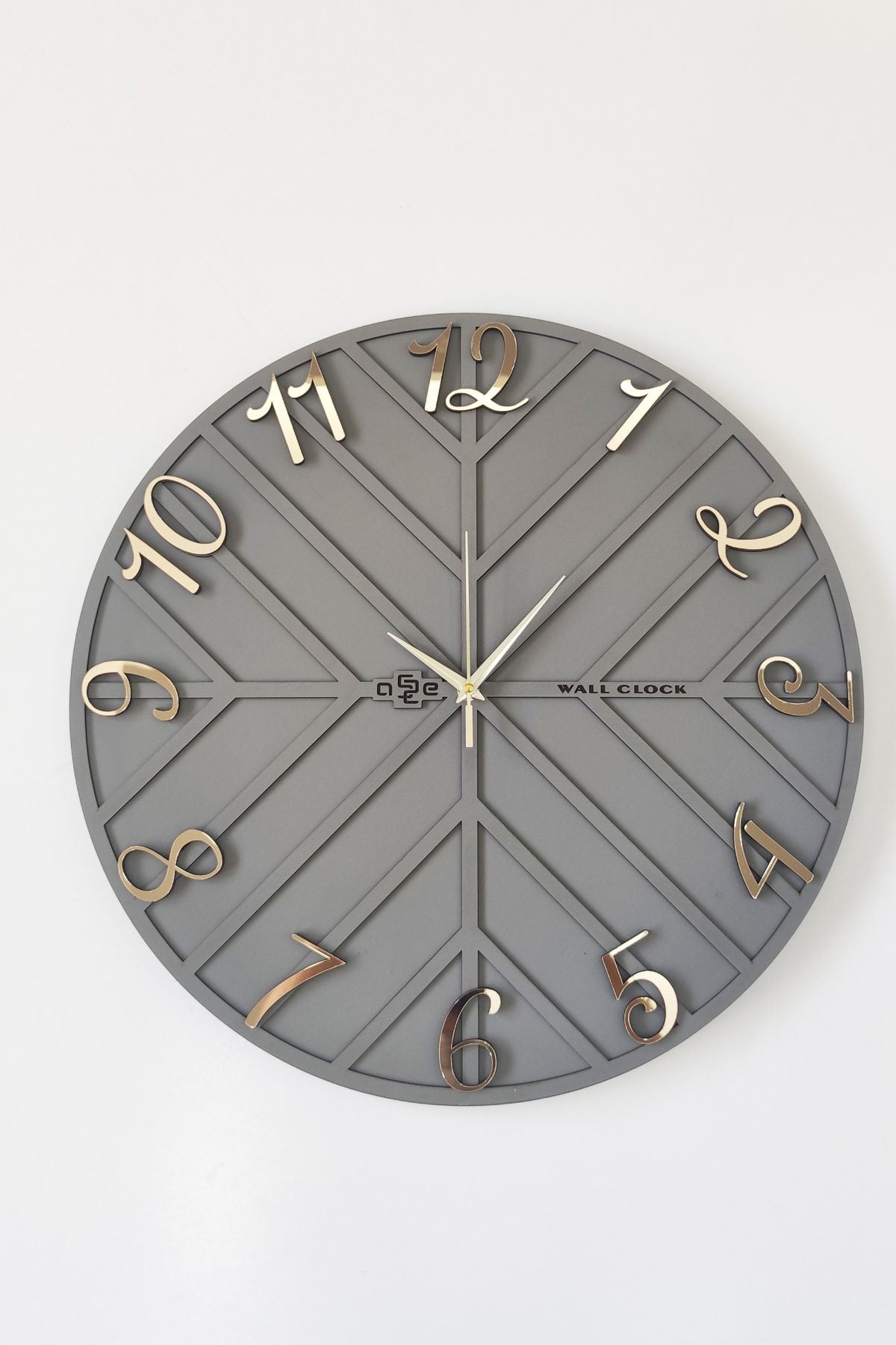 aSSe Design Striped Decorative Wall Clock Anthracite & Gold 50x50cm Silent Mechanism 2