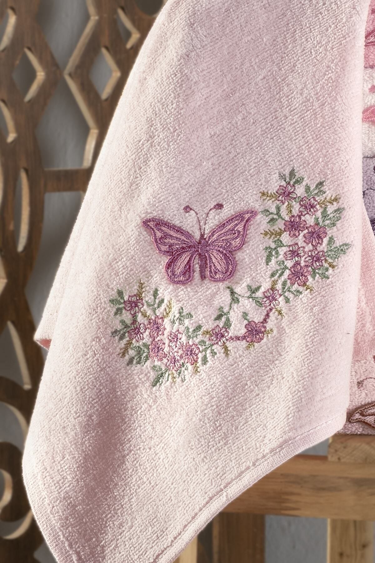 Meslina Home 30x50cm 6 Piece Butterfly Soft Shiny Kitchen Towel | Hand Towel | Face Towel Set 2