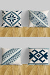 Belle Benoit Blue White Ethnic Design Double-Sided Printed Decorative 4-Piece Cushion Cover Set 2