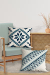 Belle Benoit Blue White Ethnic Design Double-Sided Printed Decorative 4-Piece Cushion Cover Set 4