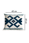 Belle Benoit Blue White Ethnic Design Double-Sided Printed Decorative 4-Piece Cushion Cover Set 5