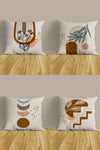 Belle Benoit Beige Brown Design Double-Sided Printed Decorative 4-Piece Sofa Pillow Cover Set 2