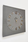 Asse Design Square Line Pattern Turkish Numerals Anthracite & Gold Decorative Black & Silver 50x50cm Wall Clock 1