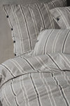 Berolige Sense 100% Cotton Double Size Washed Yarn Dyed Striped Duvet Cover Set Anthracite 2