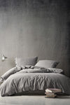 Berolige Pinstripe 100% Cotton Double Washed Yarn-Dyed Striped Duvet Set Anthracite 1