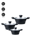 ACAR Diamante 3-Piece Glass Lid Cast Iron Deep Midi Pot Set 0178 4