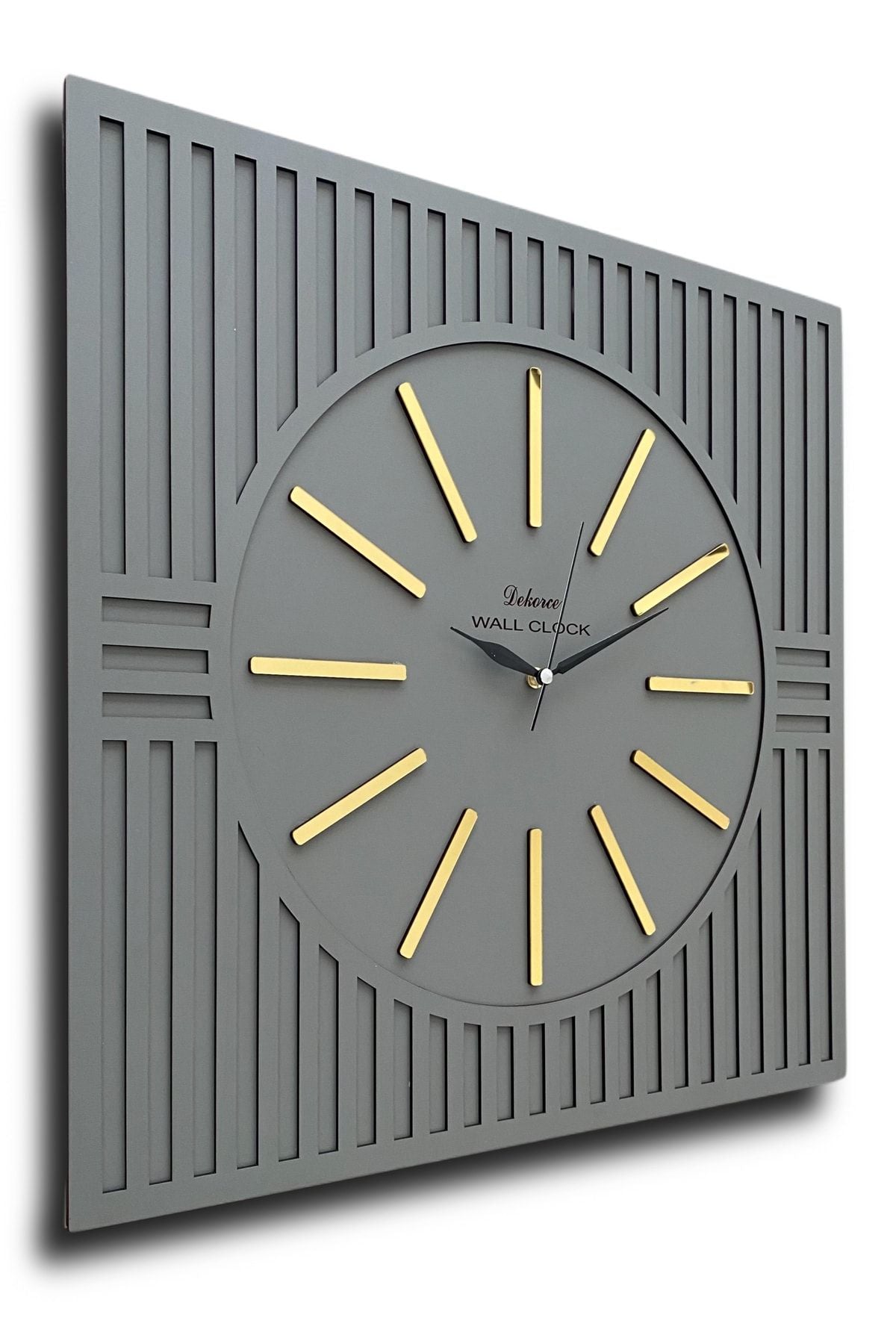 Dekorce Straight Lines - Anthracite Gray & Gold - 50 Cm Wall Clock 2