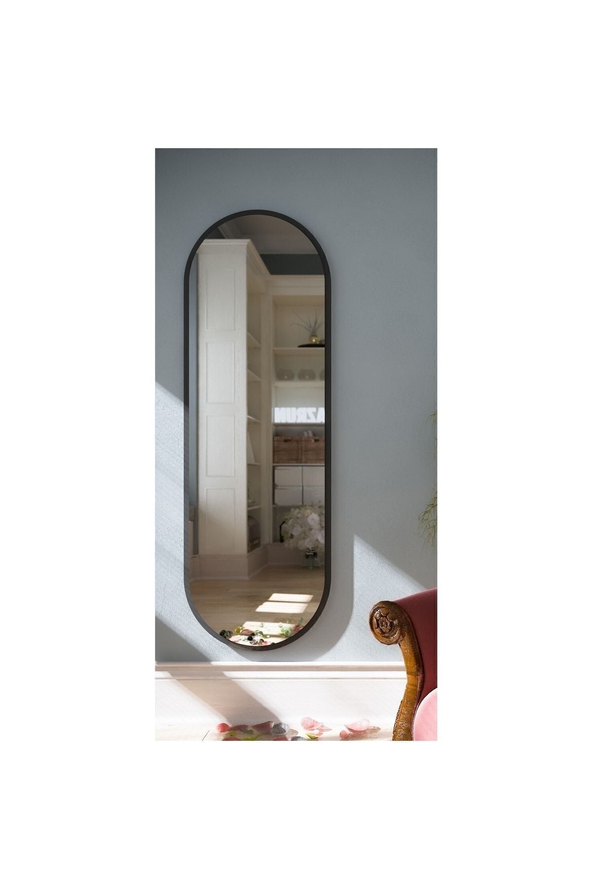 DekorLife Black Oval 150x50 Decorative Full-Length Mirror 1