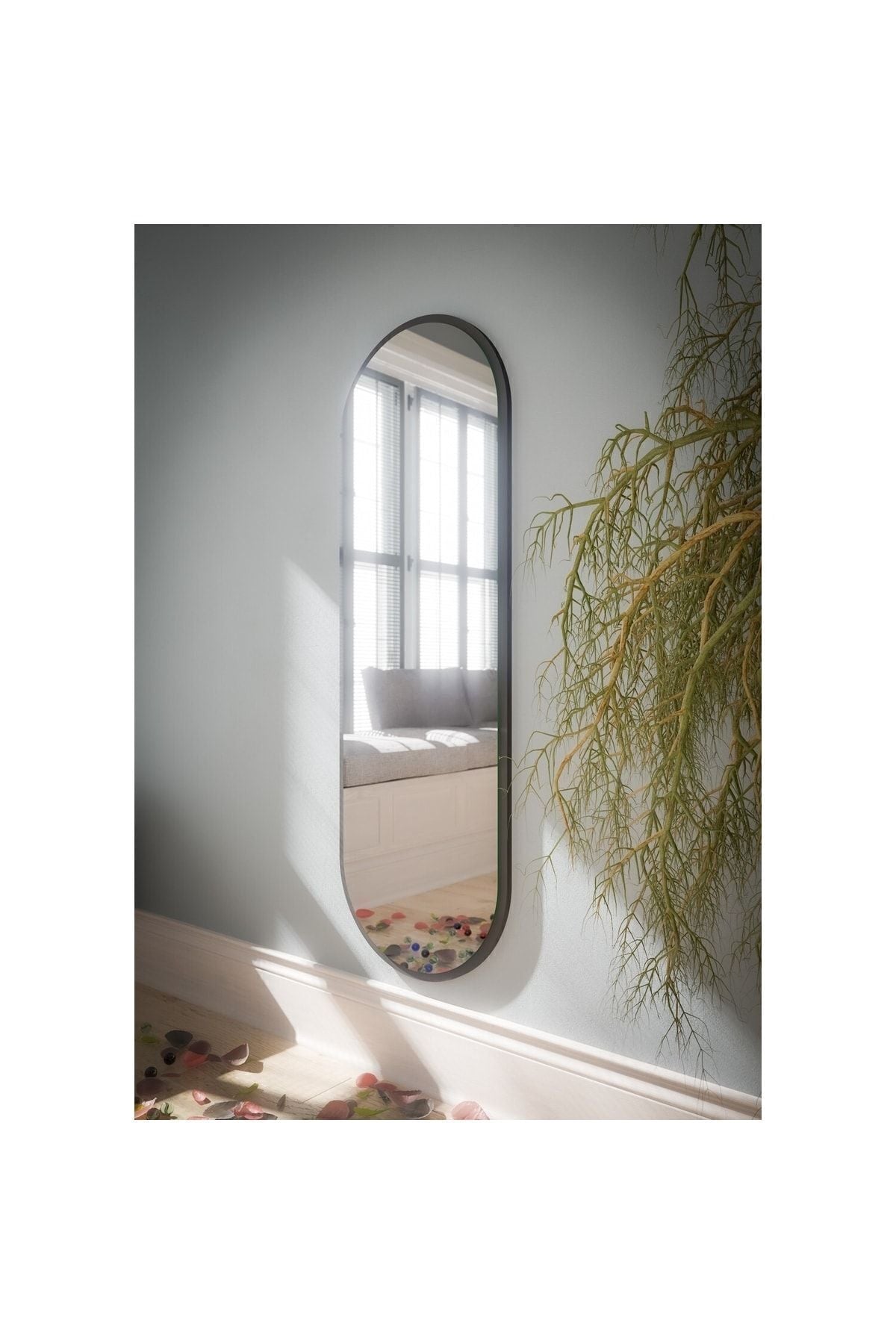 DekorLife Black Oval 150x50 Decorative Full-Length Mirror 2