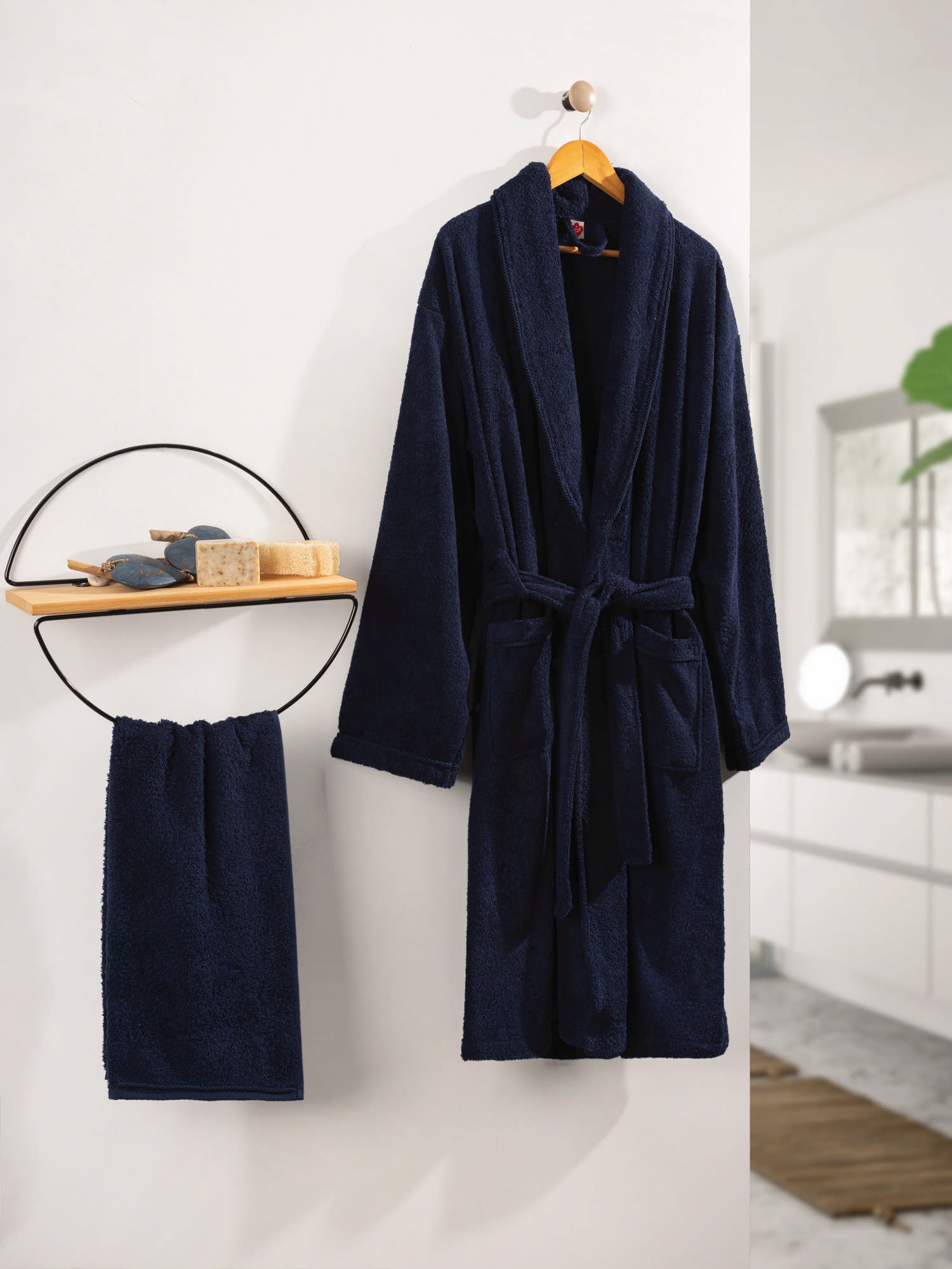 Bathrobe Set Deluxe - Dark Blue Dark Blue 338CTN1719 - L 1