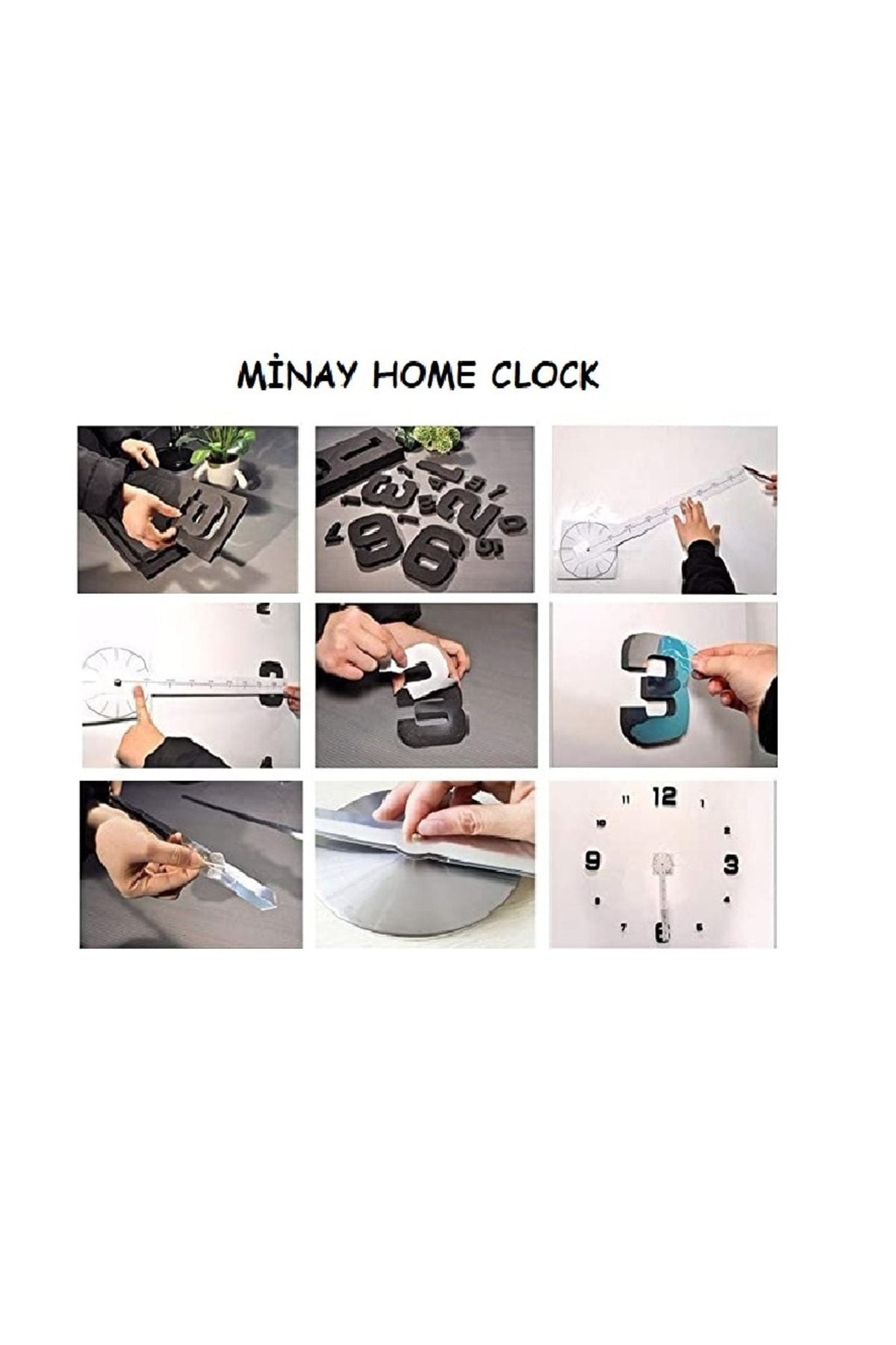 Minay Home 3D Mirror Roman Numeral Decorative Large Wall Clock 4