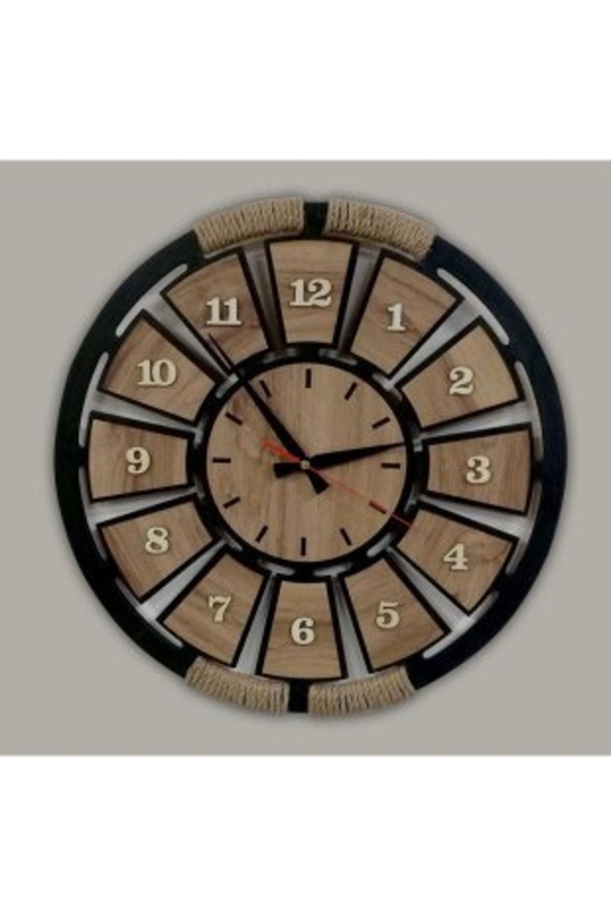 Enmalife Wooden Rope Decorative Analog Wall Clock 1