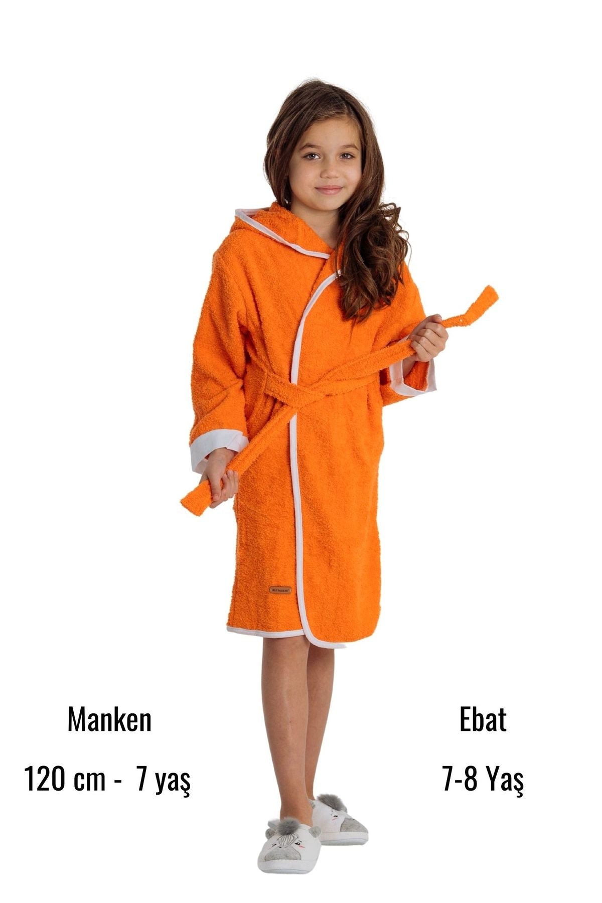 ELY PARKER Hooded Children's Bathrobe 100% Cotton Fox Orange 3