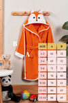 ELY PARKER Hooded Children's Bathrobe 100% Cotton Fox Orange 6