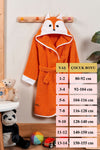 ELY PARKER Hooded Children's Bathrobe 100% Cotton Fox Orange 7