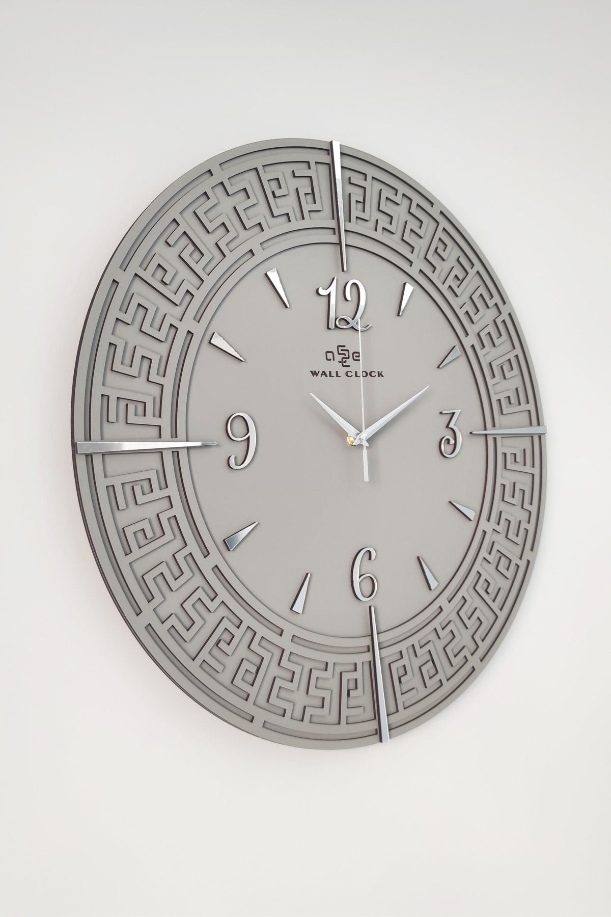 aSSe Tasarım Tangled Lines Anthracite & Silver Turkish Numerals 50x50cm Silent Wall Clock 1