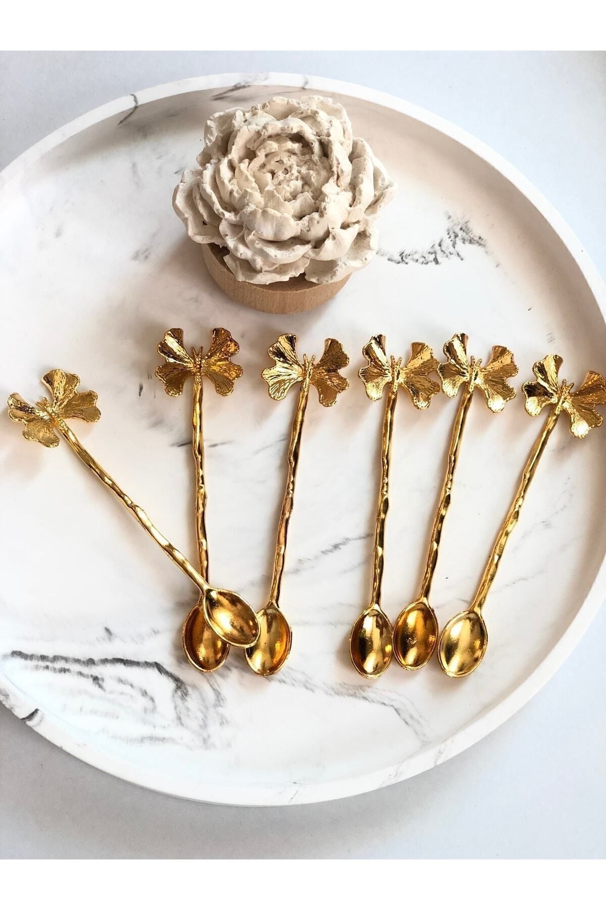 CHANCE GIFT Gold Plated Butterfly Figure 6-Piece Tea Spoon 1