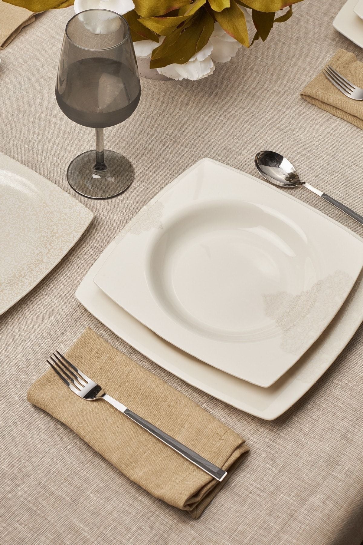 Emsan Flava 24 Piece 6 Person Porcelain Dinner Set Square 2