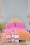 Karaca Home Basic Fuchsia-Orange Double-Sided Double Bed Duvet Cover Set 1