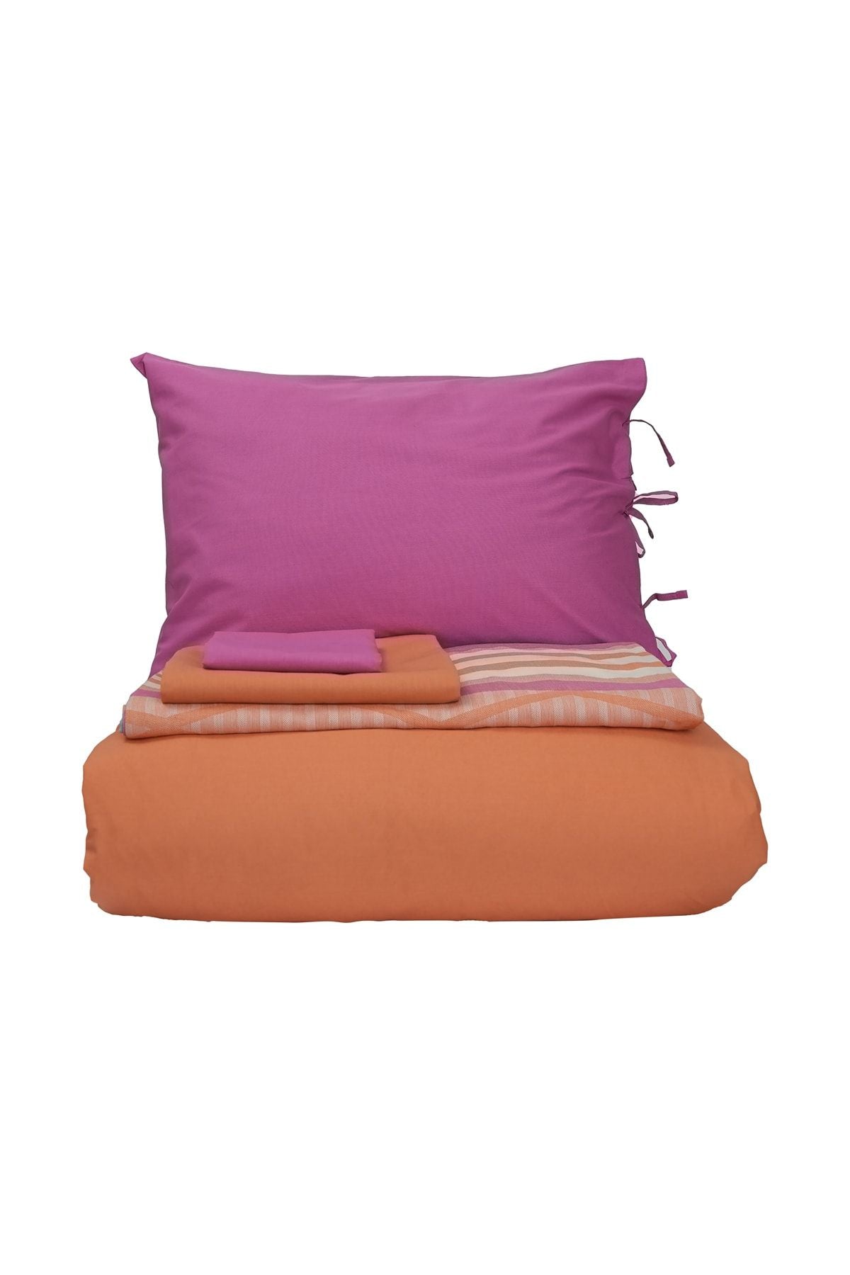 Karaca Home Basic Fuchsia-Orange Double-Sided Double Bed Duvet Cover Set 7