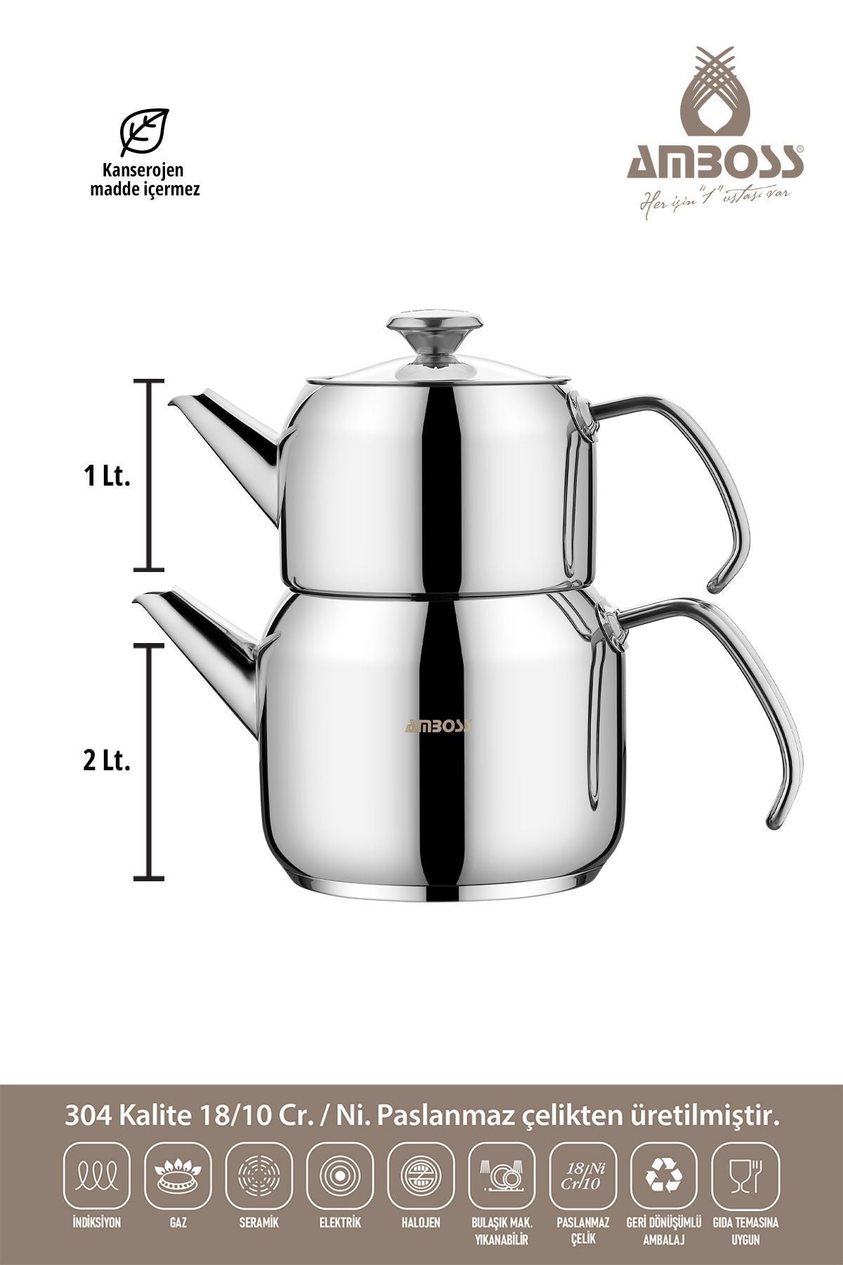 Amboss Cool Stainless Steel Medium-Size Teapot Suitable for All Stovetops 2