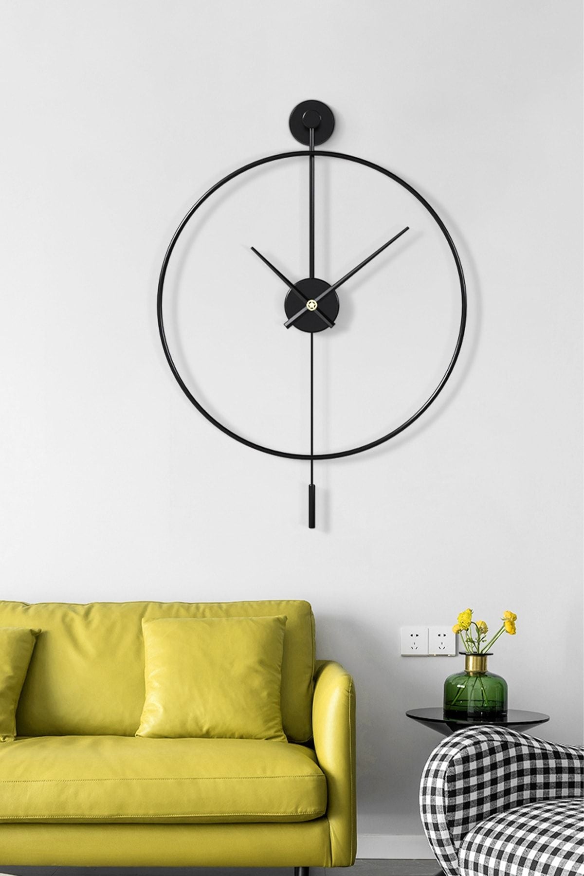 AGA KONSEPT Tiktok XXL 90 Cm Black, Modern Decorative Pendulum Metal Wall Clock 2