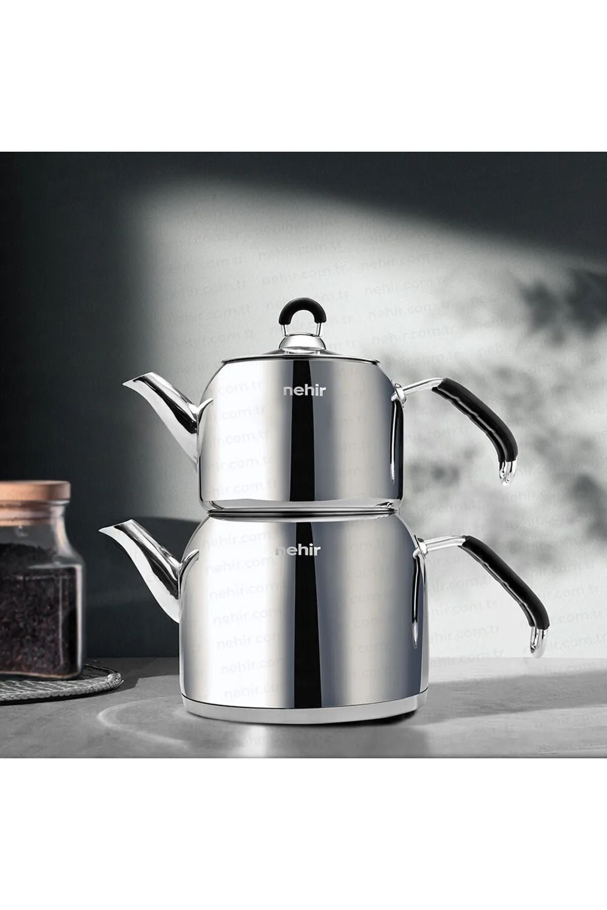 Nehir Modern Mini Steel Teapot Set 1