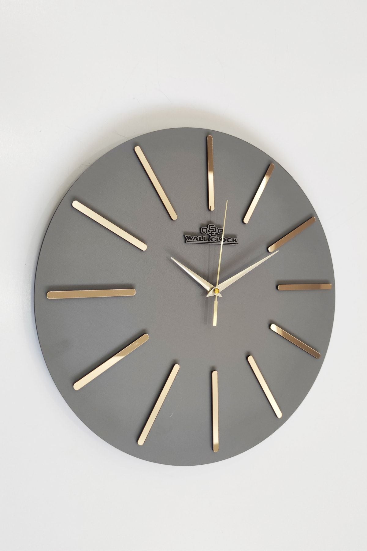 aSSe Tasarım Special Decorative Mirror Wall Clock Anthracite & Gold Silent Mechanism 37x37cm 3