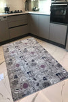 Babil Home Anti-Allergic Machine Washable Non-Slip Kitchen Rug Gray 1