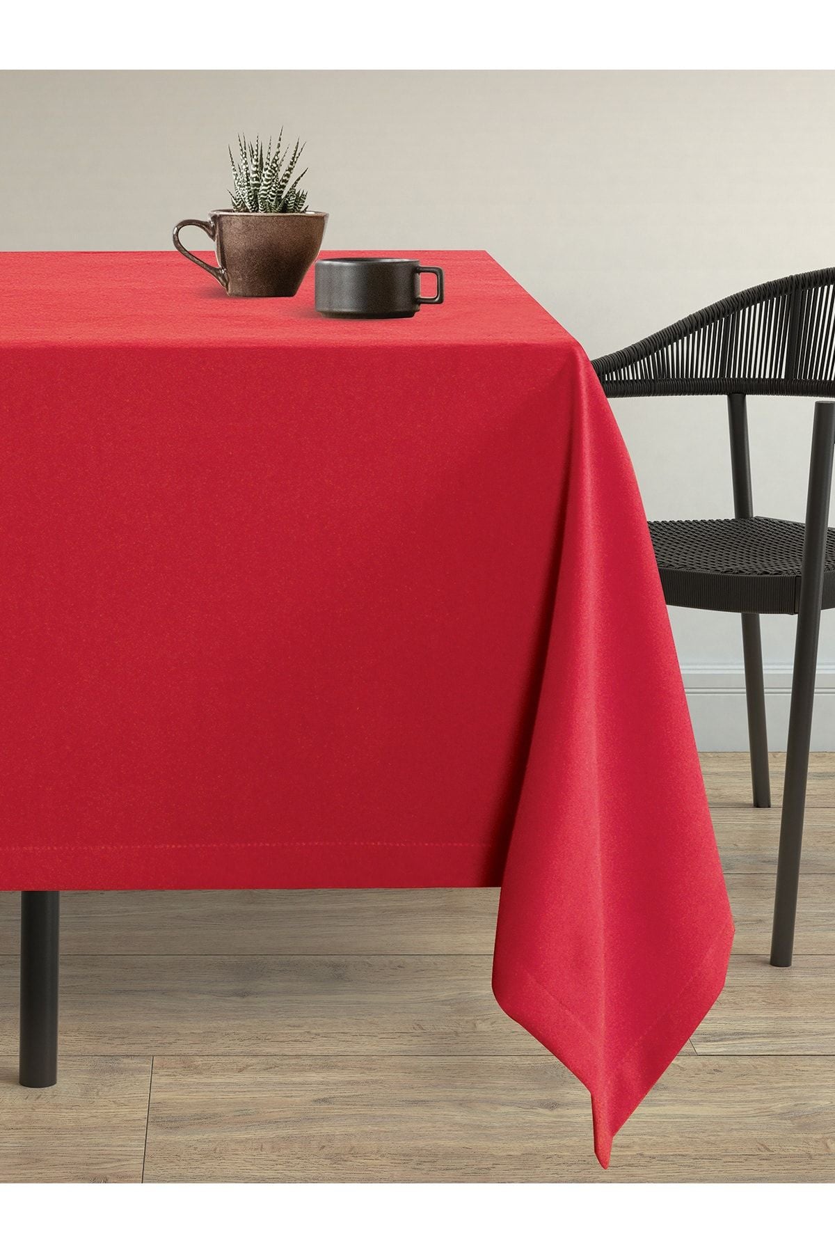 Demor Home Velvet Textured Royal Red Stain-Resistant Tablecloth 1