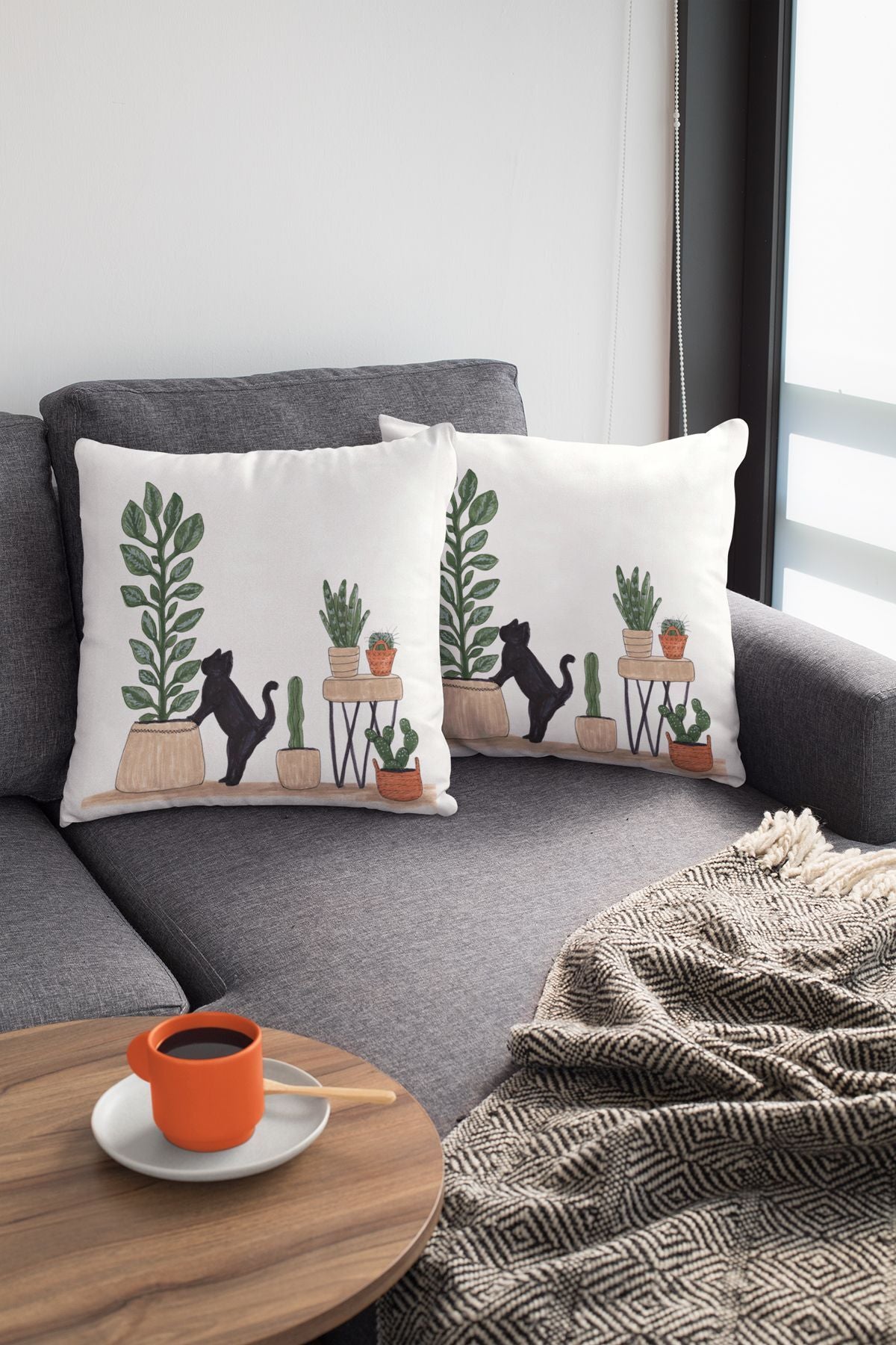 Viva Home 2-Piece Set 43x43cm Premium Suede Stain Resistant Fabric Double Sided Cushion Cover Cactus Krl444 1