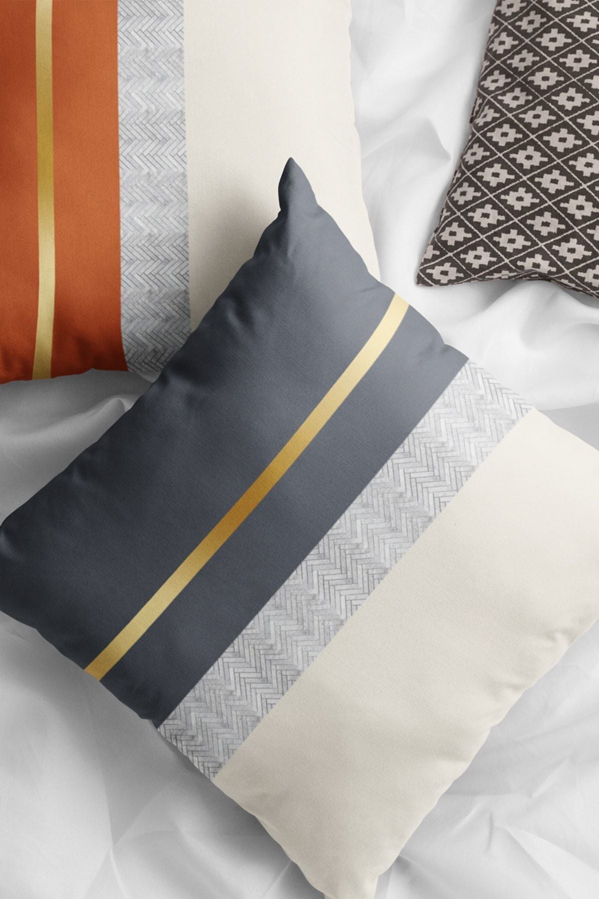 Viva Home 43x43cm Woven Premium Suede Fabric Gilded Striped Double-Sided Pillowcase Krl980 2