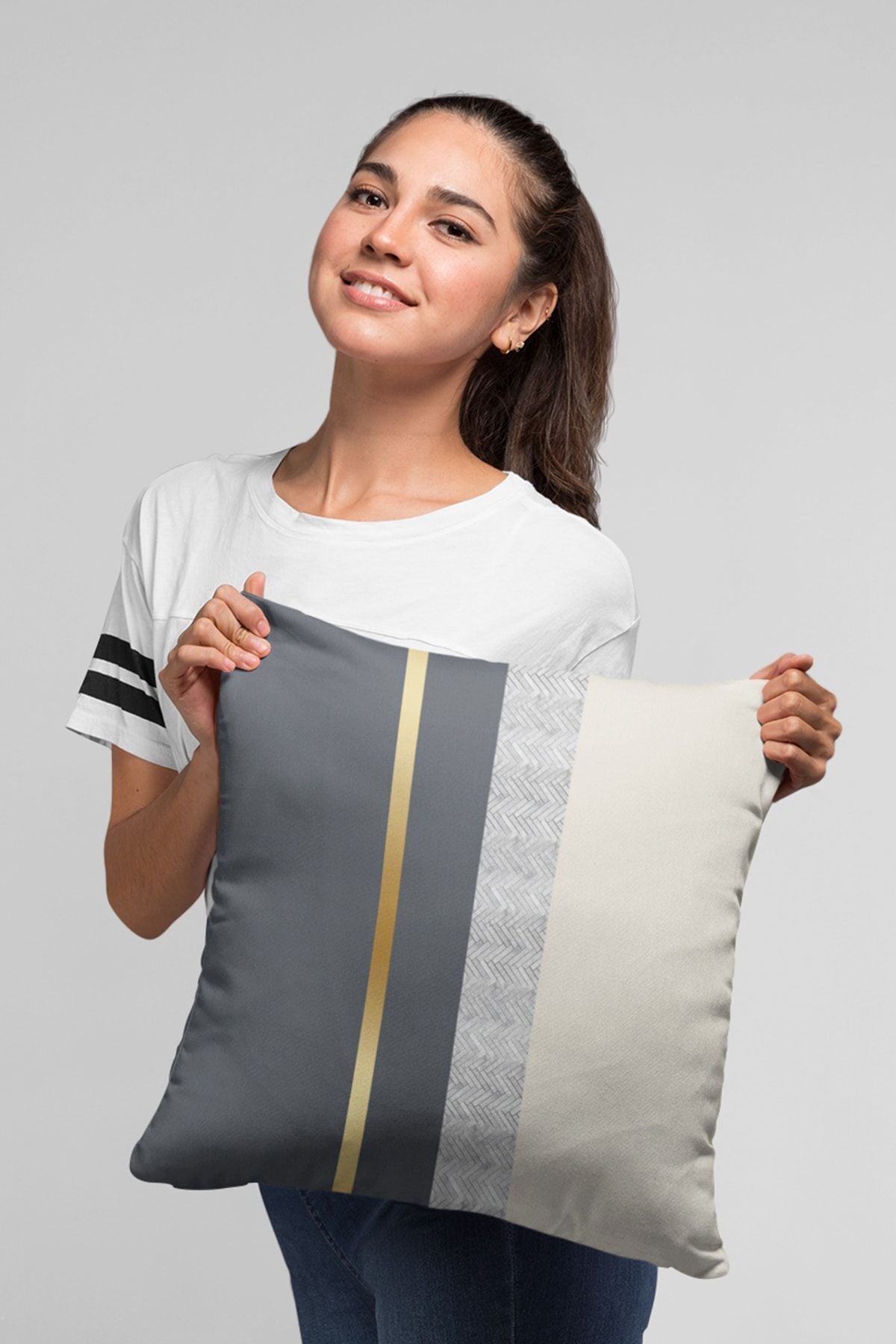 Viva Home 43x43cm Woven Premium Suede Fabric Gilded Striped Double-Sided Pillowcase Krl980 5