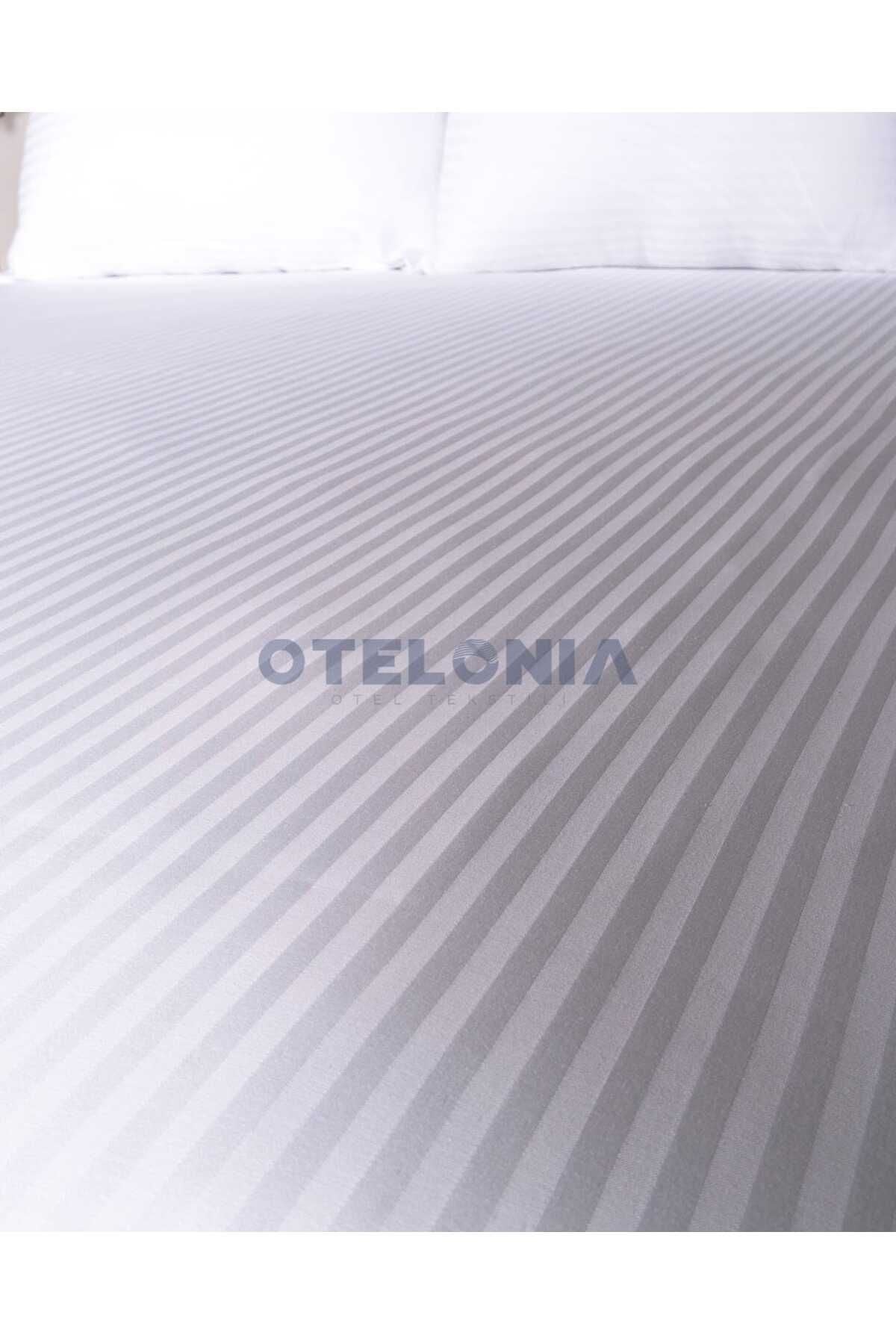 Otelonia Luxury Hotel Series Striped Cotton Satin Fitted Sheet 3