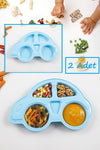 Bayev 2-Piece Car Model Feeding Plate (2 Pieces Blue) Baby And Child Compartmentalized Meal Plate 1