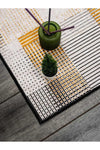 Oriente Home Striped Pattern Black White Yellow Washable Non-Slip Velvet Runner Rug 7919 4