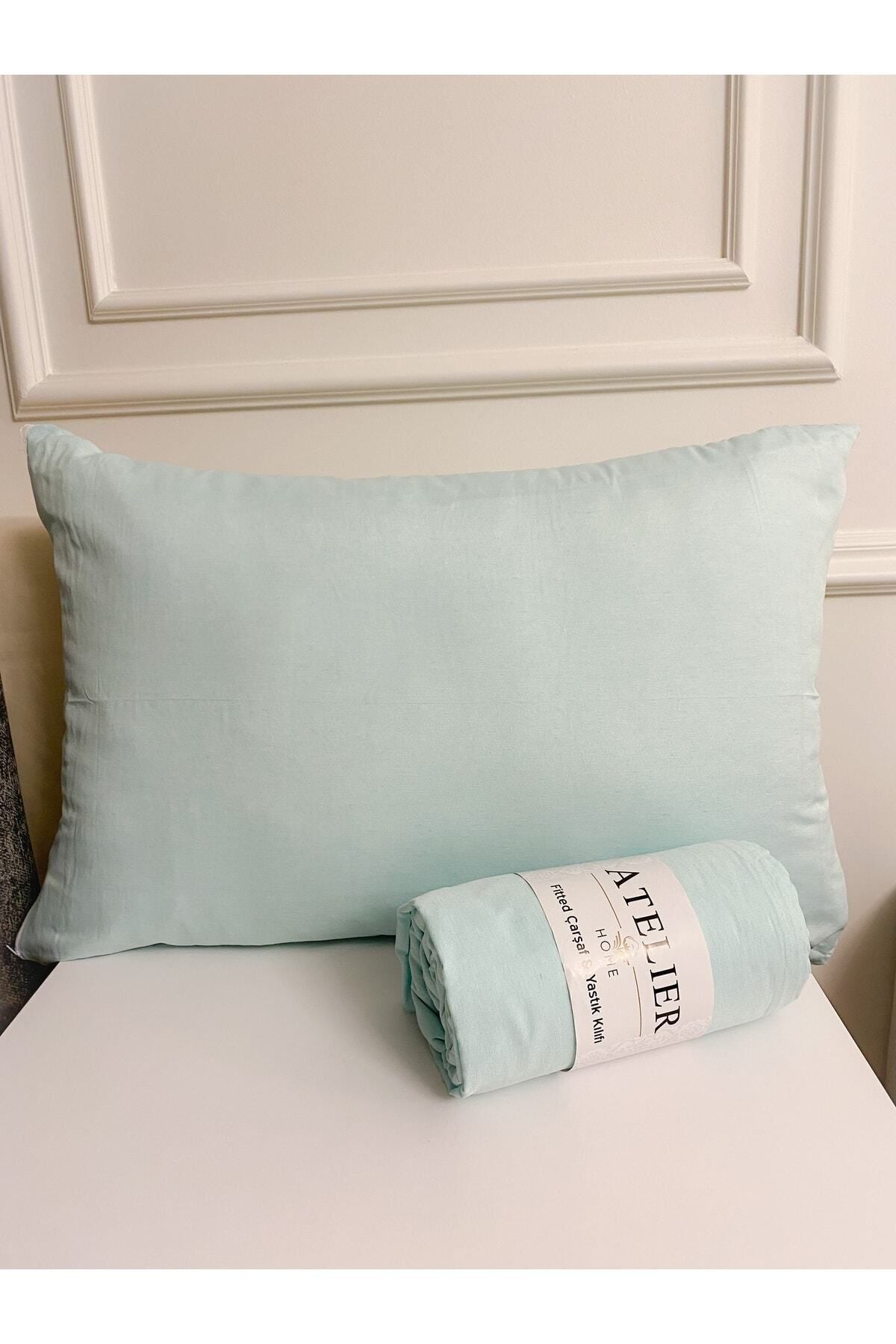 Atelier Home Double Size Mint Ranforce Fitted Sheet Set 1