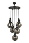 OSC HOME Sporty Black Chandelier with 5 Smoke Glass Shades 1