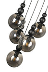 OSC HOME Sporty Black Chandelier with 5 Smoke Glass Shades 2