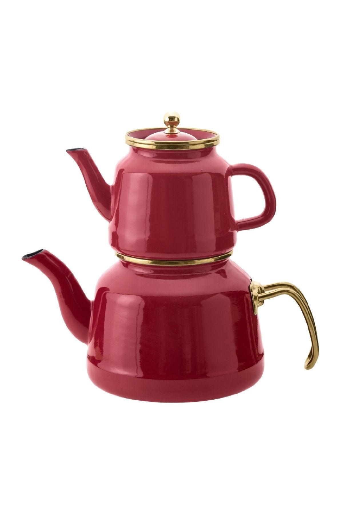 Emsan Troy Maxi Induction Base Enamel Tea Kettle Set Red 6