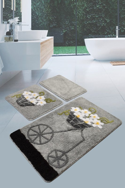 Acrylic Bathmat Set (3 Pieces) Alacati - Grey Multicolor 351ALS2009 1