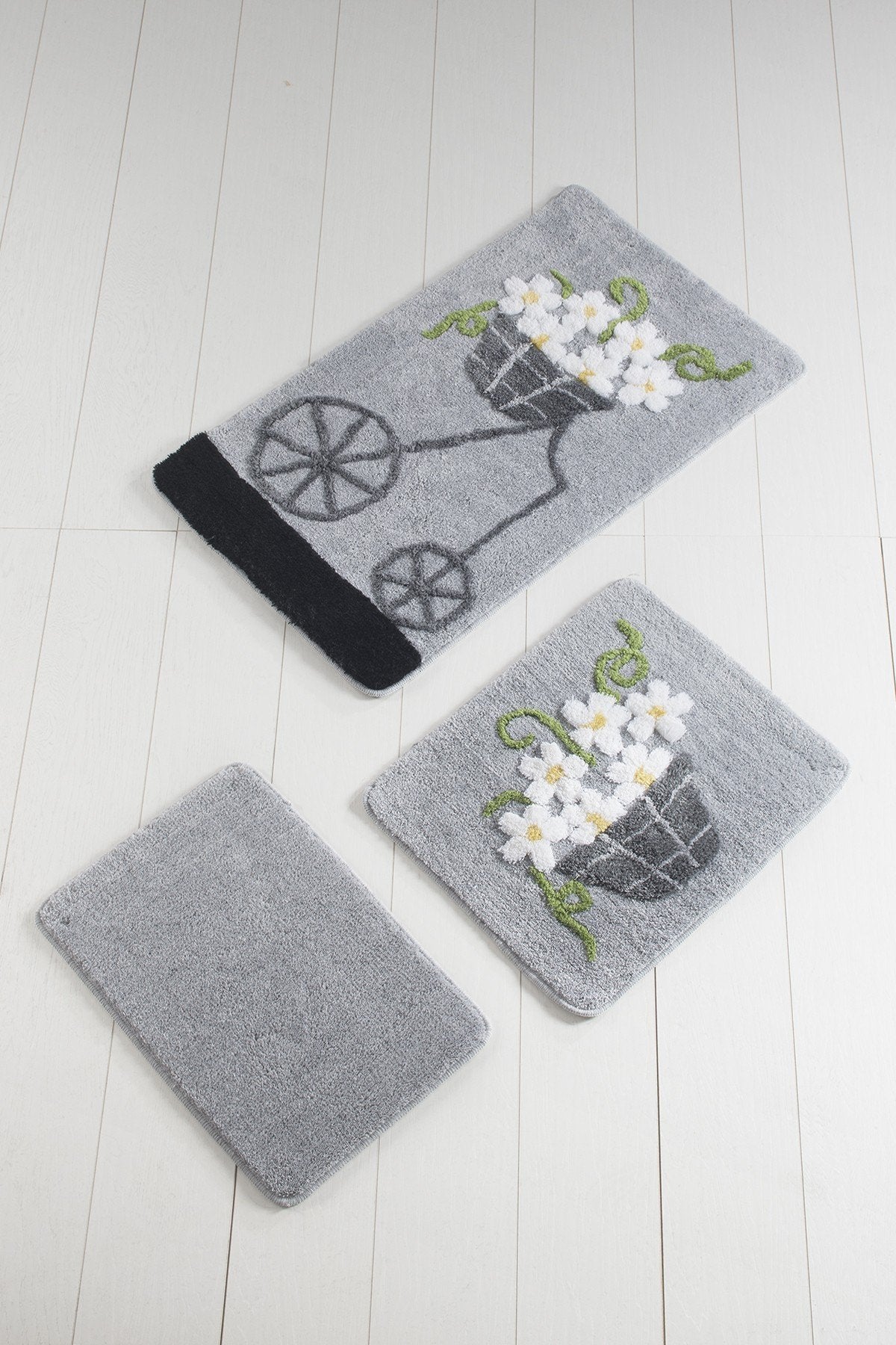 Acrylic Bathmat Set (3 Pieces) Alacati - Grey Multicolor 351ALS2009 2