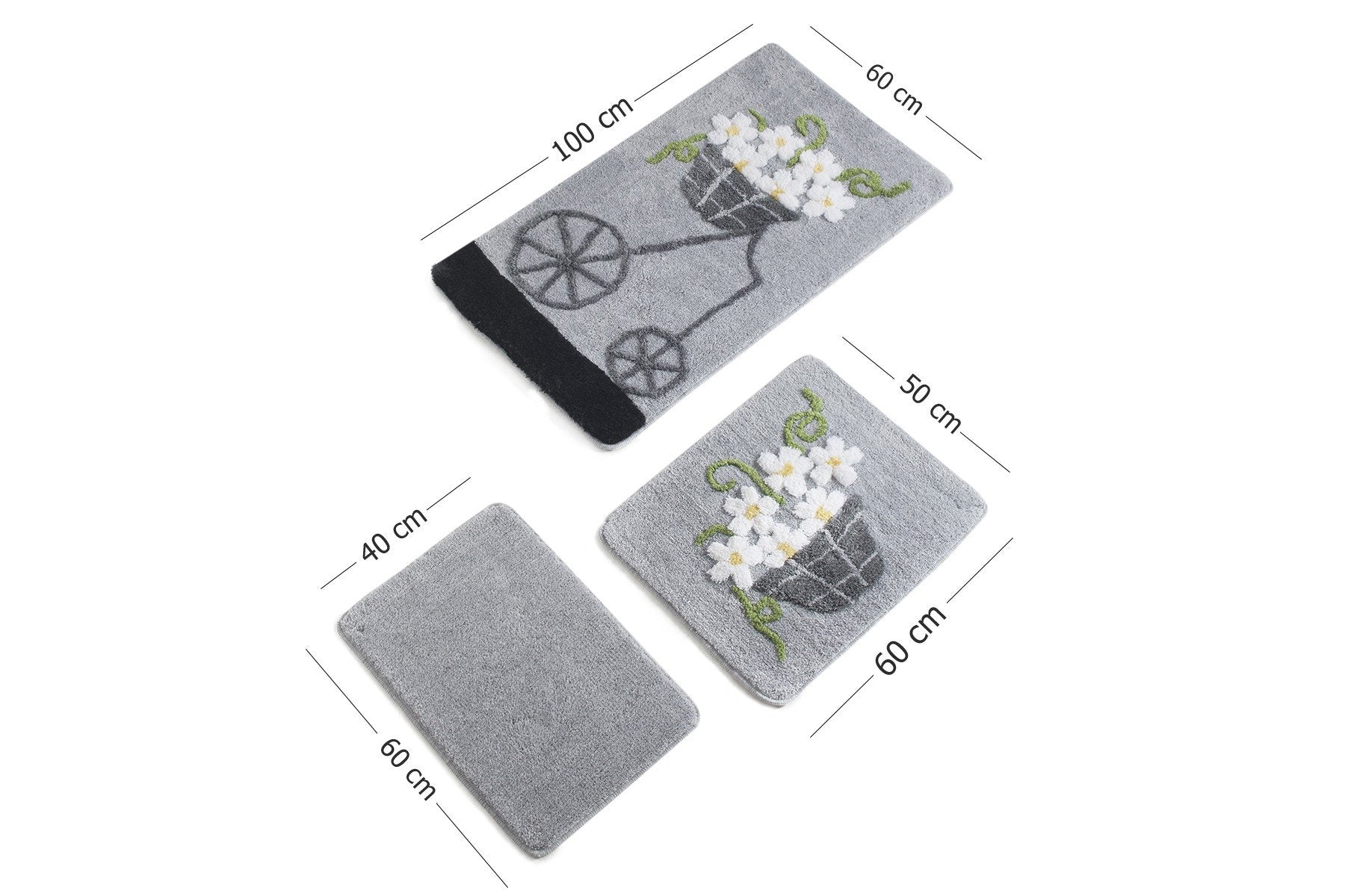 Acrylic Bathmat Set (3 Pieces) Alacati - Grey Multicolor 351ALS2009 4