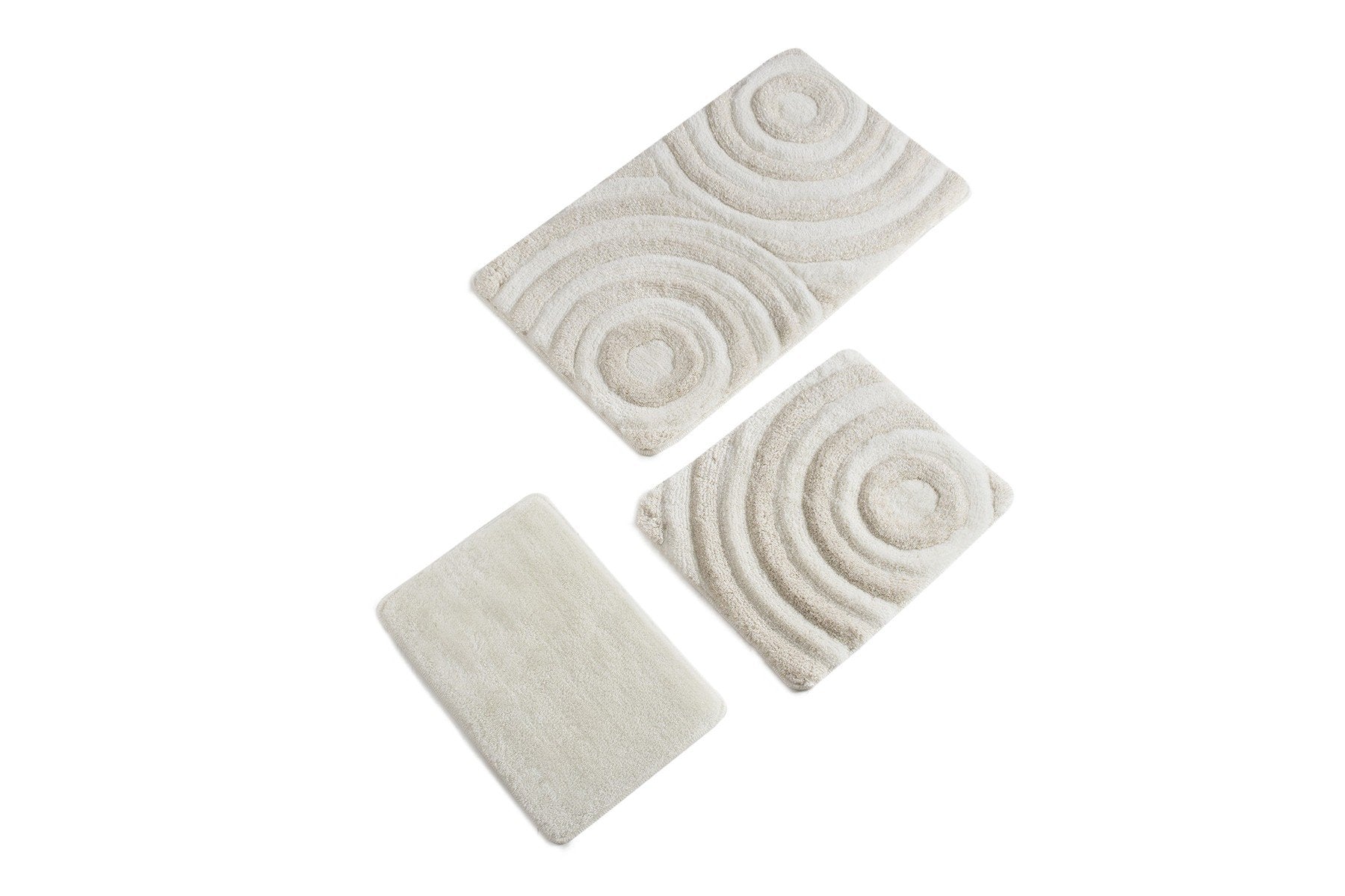 Acrylic Bathmat Set (3 Pieces) Wave - Ecru Ecru 351ALS2017 3