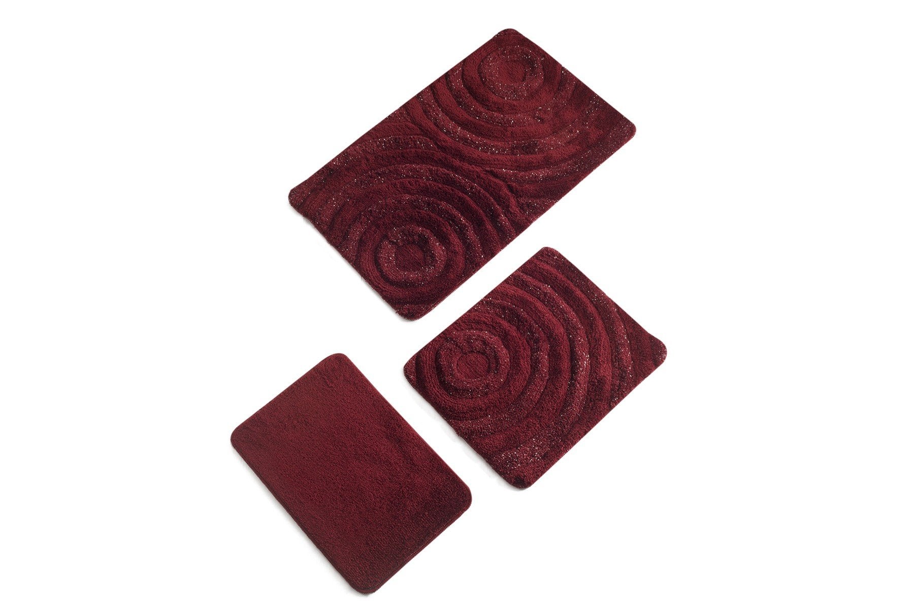 Acrylic Bathmat Set (3 Pieces) Wave - Red Red 351ALS2018 3