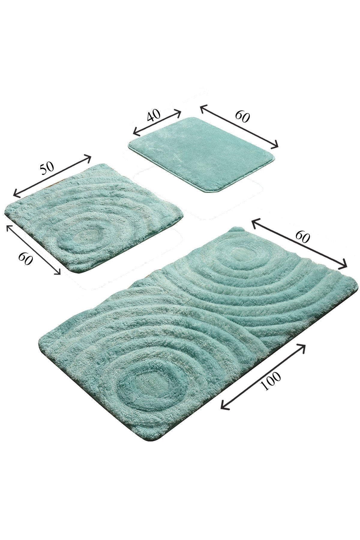 Acrylic Bathmat Set (3 Pieces) Wave - Mint Mint 351ALS2019 4